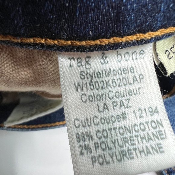 Rag & Bone Jeans Womens 25 Skinny Dark Wash Distressed - Picture 5 of 9